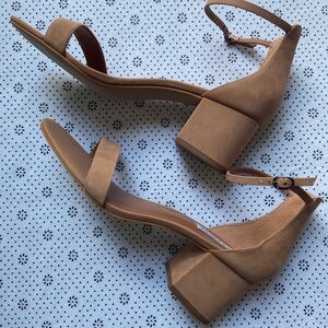 Steve Madden Irenee Tan Nubuck Sandals. 2” Heel, Size 10. New, never worn.